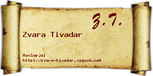 Zvara Tivadar névjegykártya